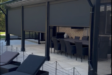 Mirage motorized screen installed on outdoor patio